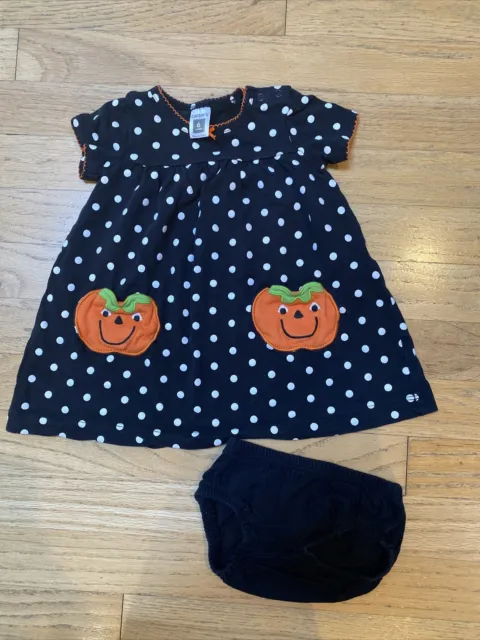 Carter’s baby girl halloween dress polka dot pumpkin 6 months