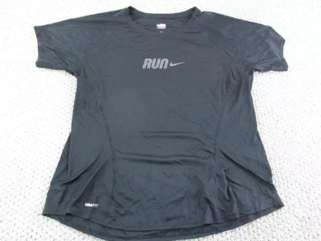 Nike Shirt Youth Extra Large Black Run Logo Running Sports Exercise Workout Girl