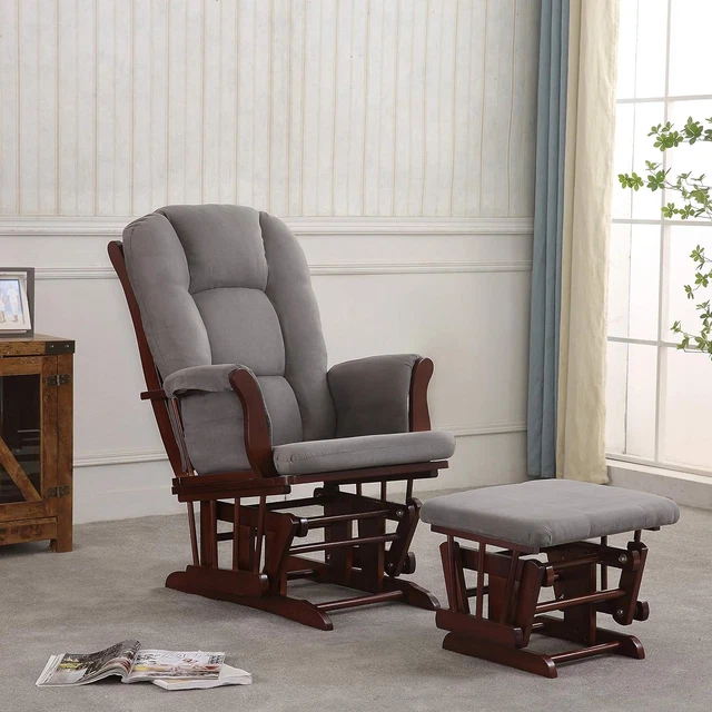 Castaway Glider with Ottoman, Espresso/Grey