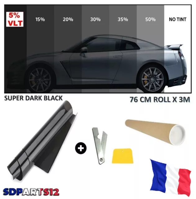 Film Solaire De Qualité 300cm x 76cm Vitre Fenêtre Velux Voiture Batiment 5%