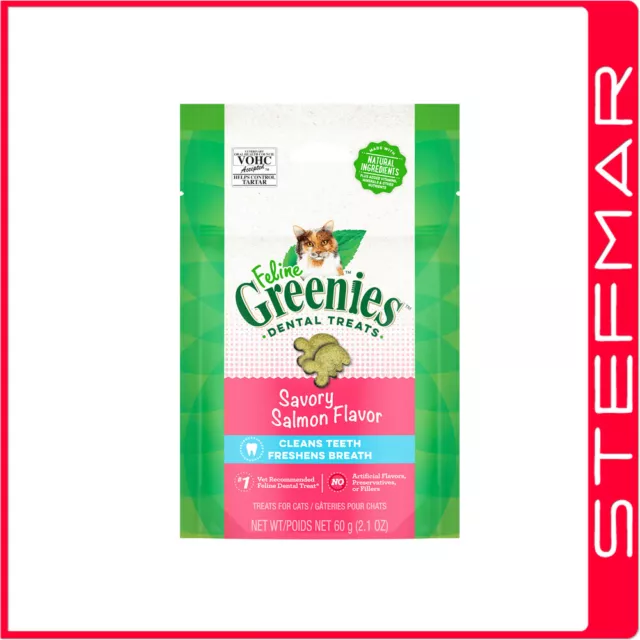 2 x Greenies Cat Feline 60g 60 gms Salmon