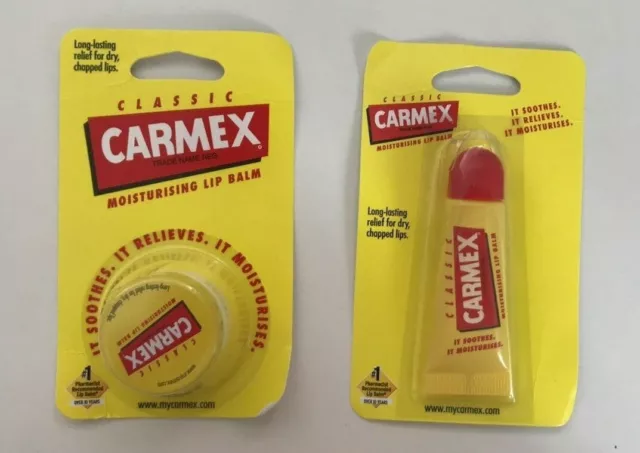 2 x Carmex CLASSIC Moisturising Lip Balm For Dry & Chapped Lips New Free P&P