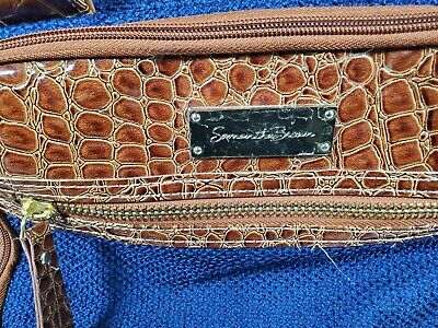 Samantha Brown Croc Embossed Rolling Carry All Navy& Brown 2