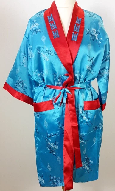 Abito Orientale Abito Reversibile Design Blu & Rosso Grande
