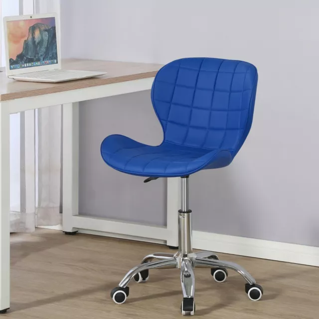 REBOXED Computer Desk Office Chair Chrome Lift Swivel Adjustable PU Blue