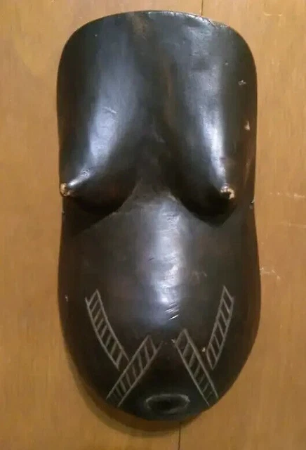 Africa Makonde wood hand carved Mask 13"X7"X4" Free Shipping 🎈