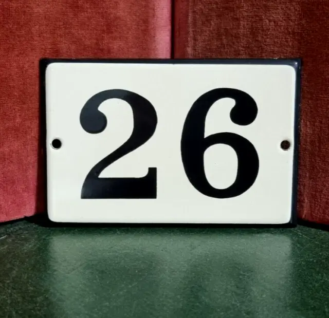 Vintage French enamel house sign number 26 for door gate wall street portal .