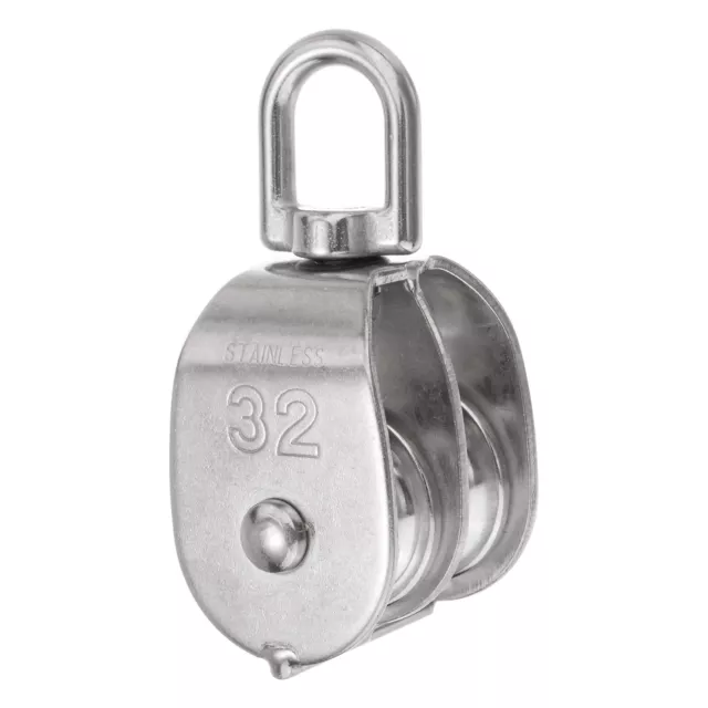 M32 Double Pulley Block, Stainless Steel Swivel Rigging Lifting Wheel