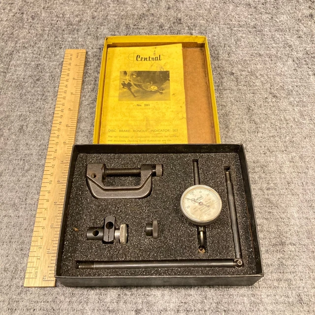 Central Tool Company Disc Brake Runout Indicator Set No 281 w/ Box & Manual
