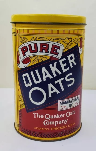 Vintage 1984 Pure Rolled White Quaker Oats Limited Edition Collectible Can Tin