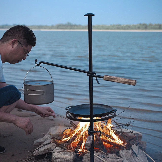 Camping En Plein Air Support De Barbecue Grille De Pique-Nique Filet En Fonte De