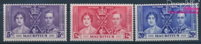 Briefmarken Mauritius 1937 Mi 200-202 Jahrgang 1937 komplett postfrisch K (10364