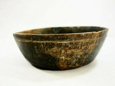 Pre-Columbian Mayan Blackware Terracotta Bowl with flared walls incised Lines