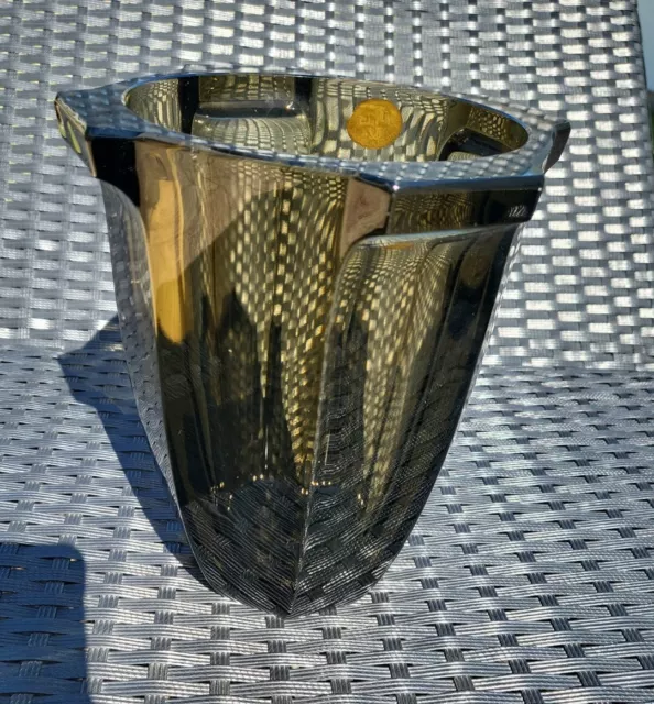 Rare  Vase  LUDWIG  MOSER   Art  Déco  Cristal  ou verre noir fumé ?? 1930 3