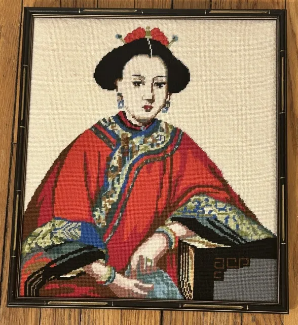 Imagen con aguja enmarcada de colección de Lady Hoja cosida por Hiawatha Hawkins 15 X 18