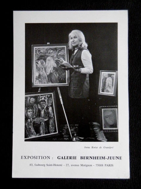 Irena KWIAT de GRANDPRÉ carton Gal. Bernheim 76 Pologne Varsovie Poland artist
