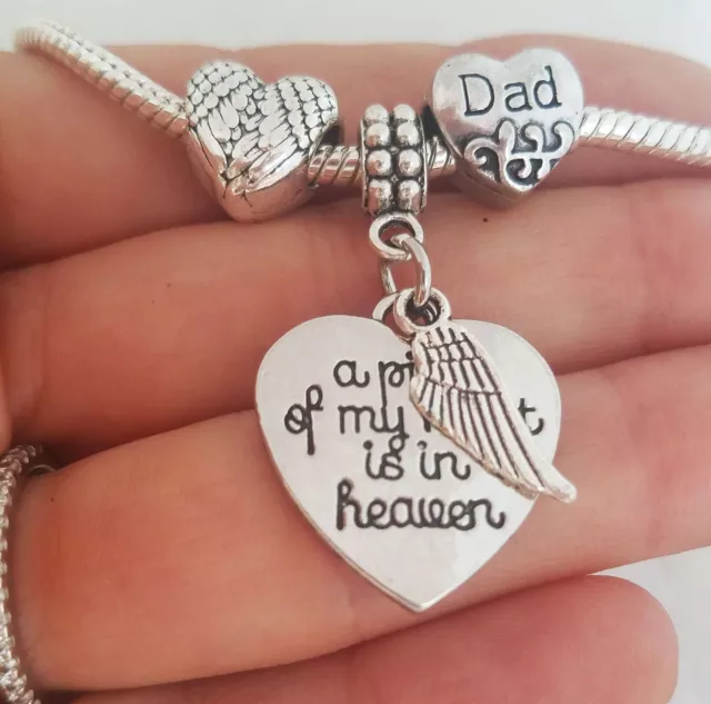 Memory Loss Passing of dad father angel charm bracelet-Dad memorial Jewelry gift