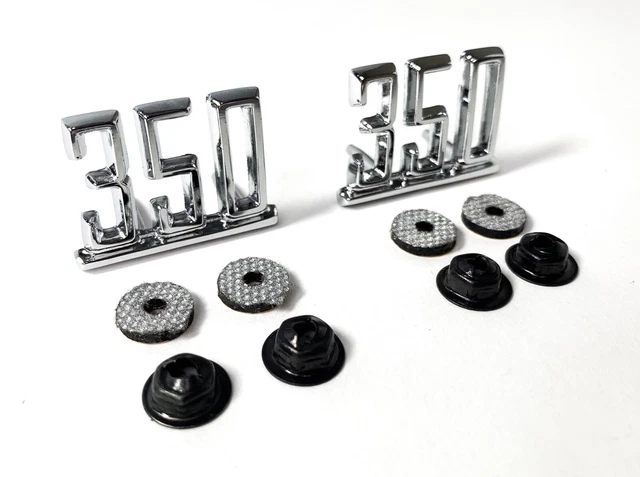 Pair Front "350" Fender Side Emblems For 1965-1967 Chevy Nova Chevelle Impala 3