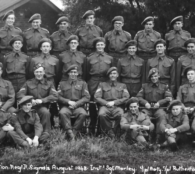 Post WW2 Photo Postcard British Soldiers Royal Signals Corps No.11 Troop 1948