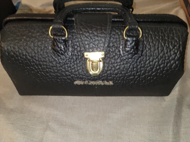 Vintage Lilly Black Walrus Leather Doctor Medical  Bag