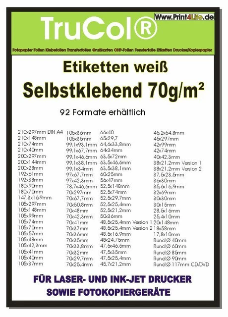2.000 Bögen Etiketten 52,5 x 21,2 mm je 56 Sticker auf DIN A4 2.000 Bögen Etiketten 52,5 x 21,2 mm je 56 Sticker auf DIN A4