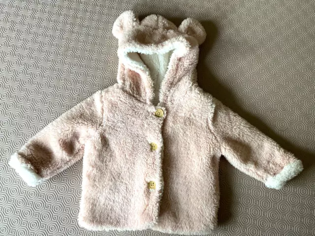 Matalan Baby Girls Fluffy Fleece Coat Age 3-6 Months Great Cond