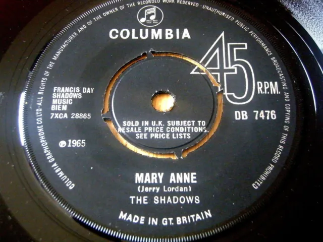 The Shadows - Mary Anne    7" Vinyl