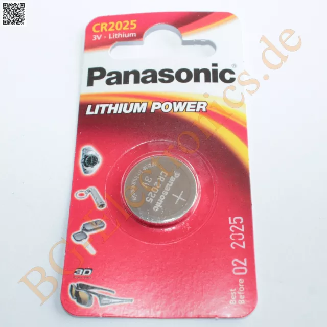 2 x CR2025 Lithium Power Batterie 20mm 2.5mm 3V  Panasonic Knopfzelle 2pcs