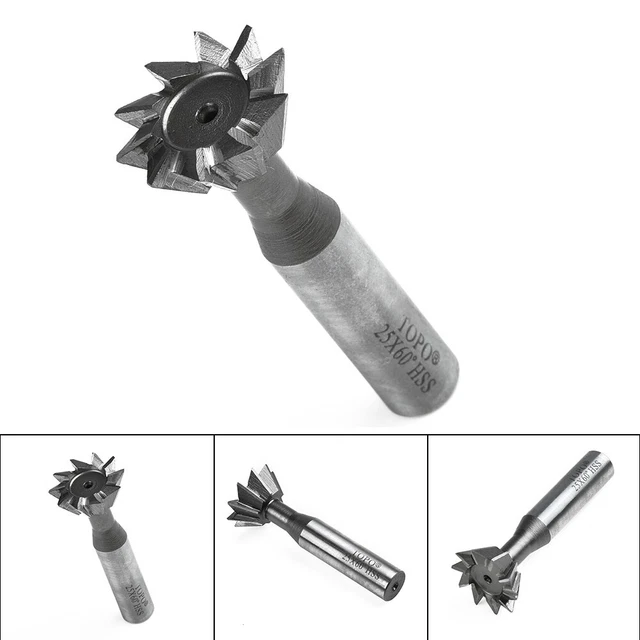 HSS Fin Moulin 25mm 60Degree Dril Embout Tige Queue D'Aronde Rechange Foreuse