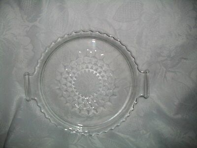 Vintage Clear Pressed Glass Handled Serving Plate With Sawtooth Edge 7 1/4"