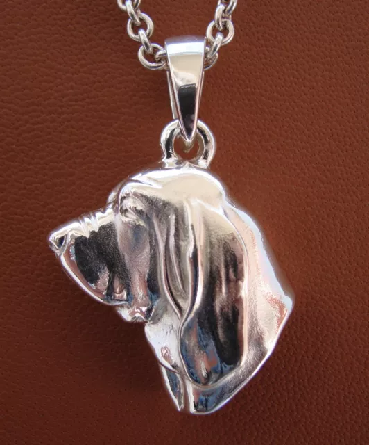 Large Sterling Silver Bloodhound Head Study Pendant