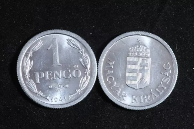 UNC AUNC Hungary Hungarian Kingdom Regency Coin 1941 1 One Pengo WW2 Pengő