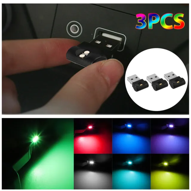 3* Mini Lamp Bulb Accessories LED USB Car Interior Neon Atmosphere Ambient Light