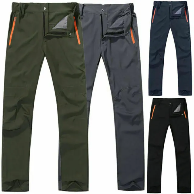 Men Hiking Waterproof Pants Softshell Snow Ski Fleece Pants Windproof Trousers