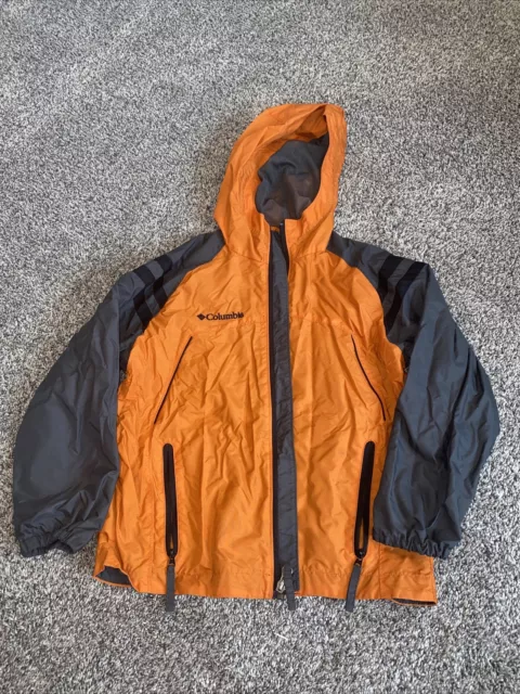 Columbia Youth Rain Jacket Windbreaker Size 8 Small Orange Gray Black Boys