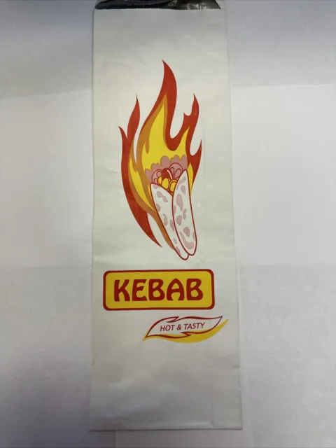 50/100/250 Kebab/Yiros Bag Foil lined and printed brown / white 305 x 102 x 40mm