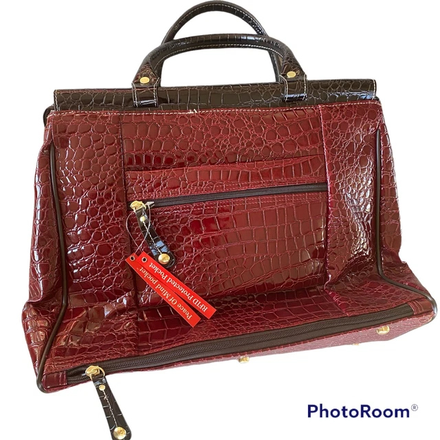 Samantha Brown Croco Burgundy Dowel Bag Large 17×13  NEW with tags! 2