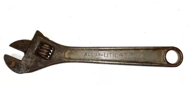 Vint. UTICA TOOLS #91-8 Adjustable Crescent Style Wrench 8”- Alloy Steel-USA