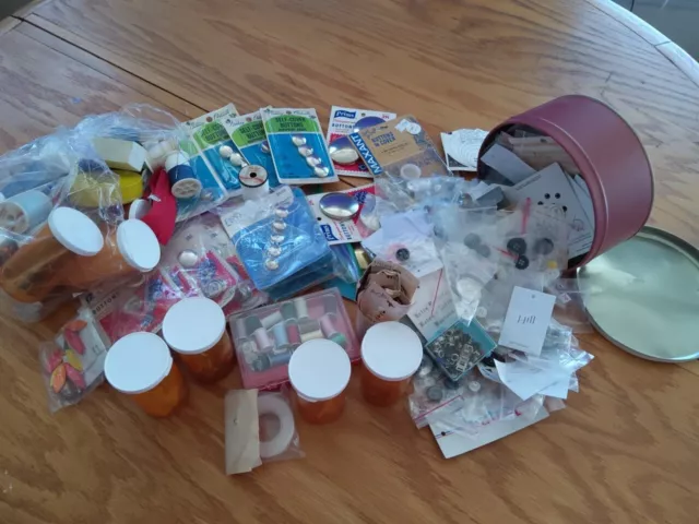 Huge Lot of Sewing Craft Notions Vintage to Now Threads Needles Buttons  Stuff!
