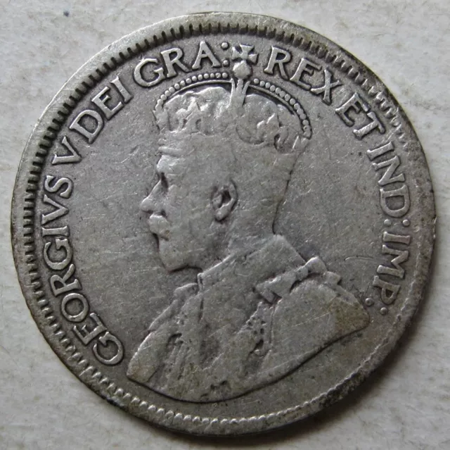 Canada 1918 King George V 92.5% Silver Ten Cents Coin (Km# 24)