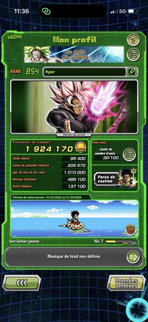 Compte Dokkan Battle – Niveau 505 – 102 LR – IOS – Neuf