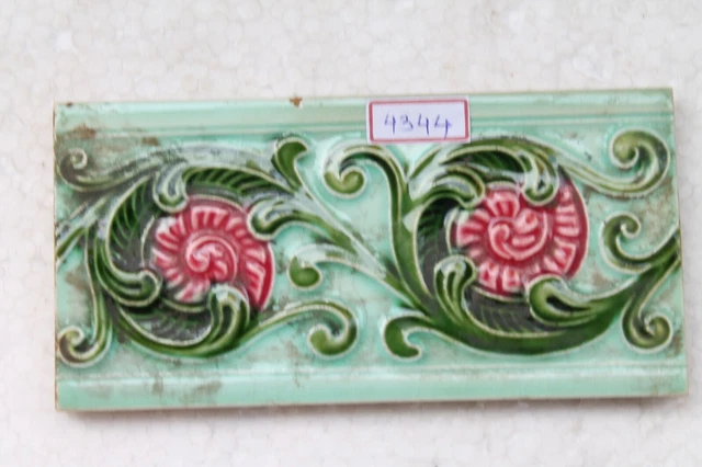 Japan antique art nouveau vintage majolica border tile c1900 NH4344 9