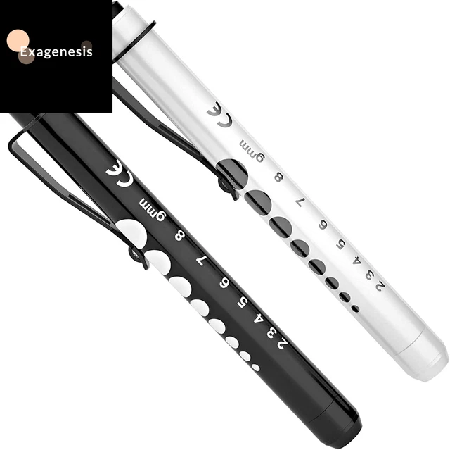 RISEMART Pen Lights for Nurses, 2 Pack Reusable Medical Pen Light with Pupil Ga