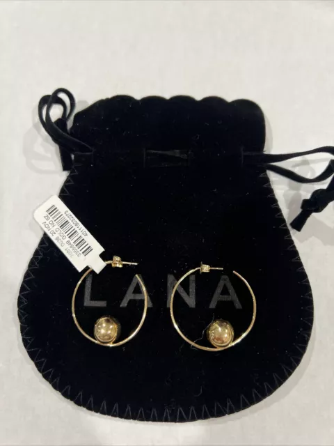 $1280 NWT Lana Jewelry Floating Bead Ball Hoop Yellow Gold Lumen Post Earrings