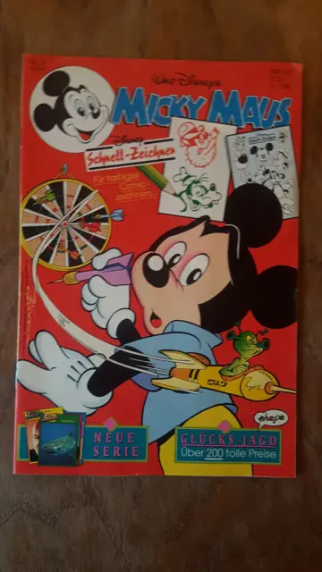 Micky Maus Comic Heft Nr. 12 1991 mit Beilage Schnell-Zeichner + Sammelkarten