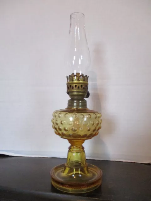 Amber Hobnail Antique Miniature Oil Lamp Ca. 1880 to 1890