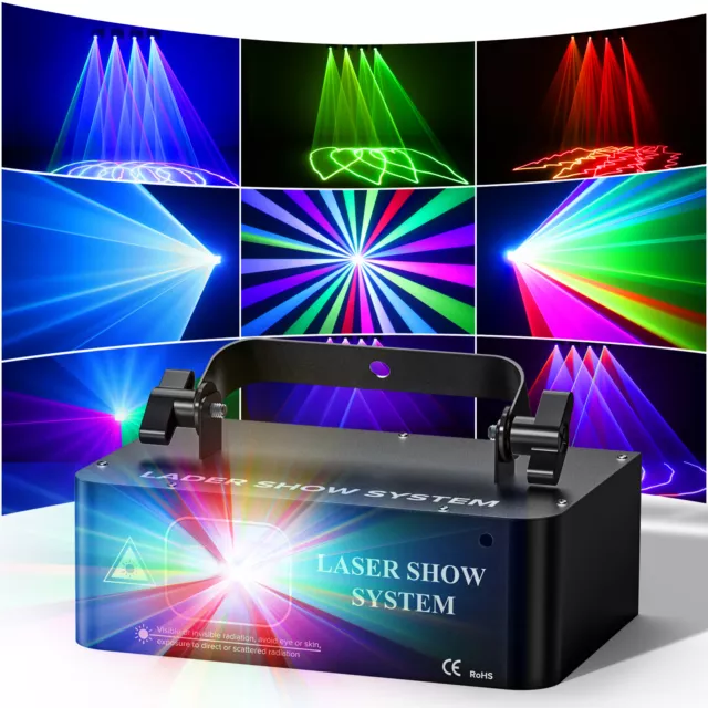 RGB Laser Beam Projektor DJ Disco Lichteffekt Party DMX Strobe Bühnenbeleuchtung 3