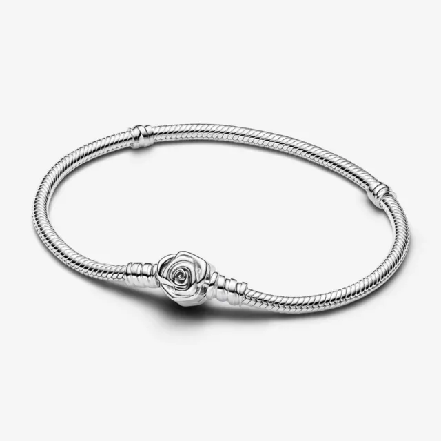 New Genuine Pandora Rose in Bloom Clasp Snake Chain Bracelet ~593211C00-19cm