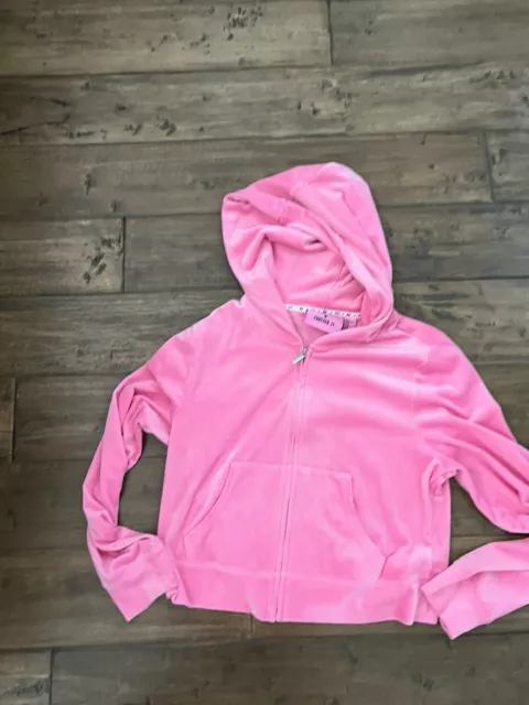 JUICY COUTURE X Forever 21 Bubblegum Pink Velour Bling Zip Hoodie Size ...