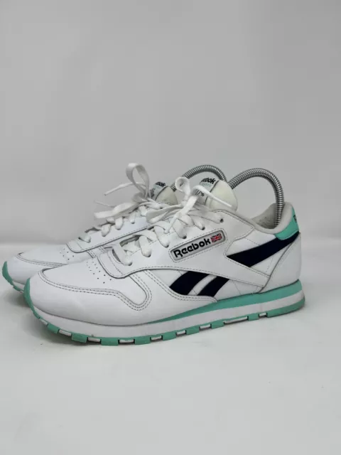 Reebok Classic Leather Sneaker - WMNS - White and Mint Color - W10